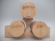 Load image into Gallery viewer, Large Triple Wooden Barrel Display Set - Sherry, Chablis, and Port Wine
