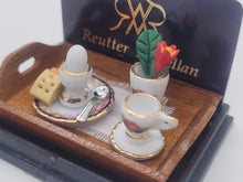 Load image into Gallery viewer, Dollhouse Miniature ~ 1:12 Scale, Breakfast Tray with Black Rose China Pattern - By Reutter Porcelain
