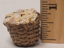 Load image into Gallery viewer, Real Starfish and Tellin Shells in Brown Woven Basket
