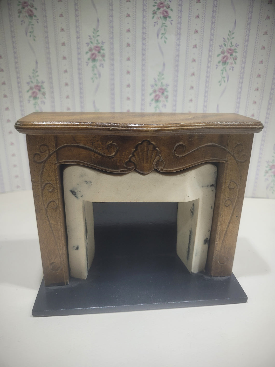 Fireplace Wooden Mantle w/ Faux Marble Interior