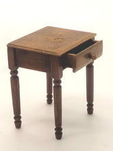 Load image into Gallery viewer, Dollhouse Miniature ~ 1:24 Scale, Artisan-Made Wooden Nightstand with Functional Drawer - Signed GG
