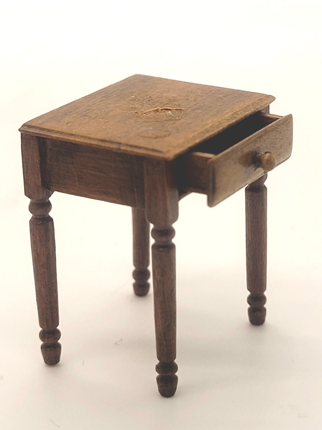Dollhouse Miniature ~ 1:24 Scale, Artisan-Made Wooden Nightstand with Functional Drawer - Signed GG