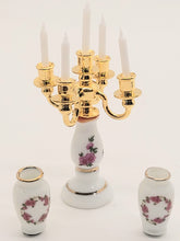 Load image into Gallery viewer, Dollhouse Miniature ~ Reutter Porcelain Candle Holder with 2 Vases Set

