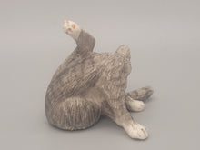 Load image into Gallery viewer, Resin Grey Tabby Cat Grooming Self
