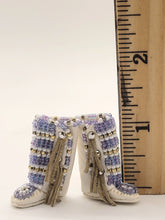 Load image into Gallery viewer, Dollhouse Miniature ~ 1:12 Scale, Beaded Leather Boots with Fringe – by Theresea Dudley
