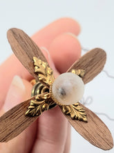 Load image into Gallery viewer, Dollhouse Miniature ~ 1/2&quot; Scale, 4-Arm Fan with Gold Leaf Detailing &amp; Round Cieling Light
