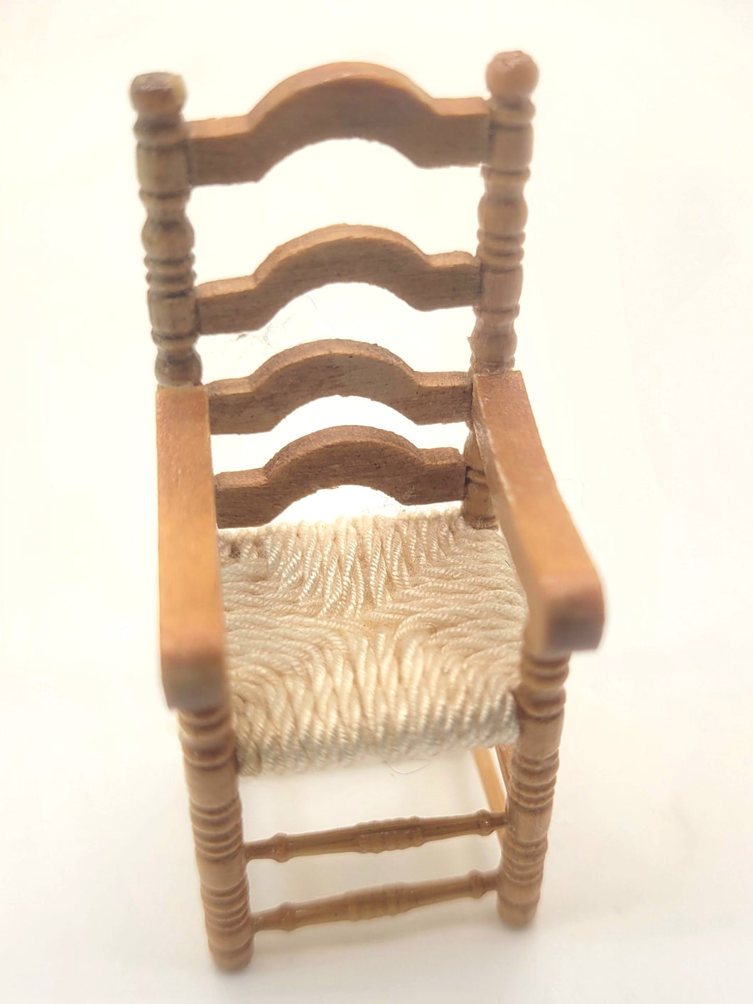 Dollhouse Miniature ~ 1:24 Scale, Wooden Chair w/ Woven Fabric Seat