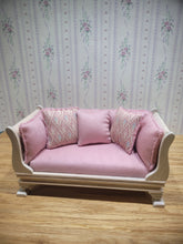 Load image into Gallery viewer, Pink Couch with White Wood Frame
