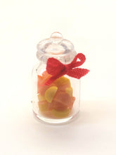 Load image into Gallery viewer, Dollhouse Miniature ~ 1:24 Scale, Orange and Lemon Slices in Glass Jar with Red Bow
