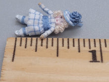 Load image into Gallery viewer, ¾&quot; Blonde Doll in Blue Plaid Dress and Hat – by Cheryl Warder

