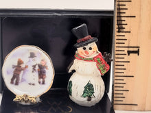 Load image into Gallery viewer, Dollhouse Miniature ~ 1:12 Scale, Snowman Figure &amp; Snowman Plate, by Reutter Porcelain
