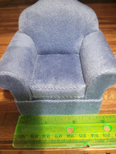 Load image into Gallery viewer, Blue Velvety 2pc Couch &amp; Chair Set with Pillows
