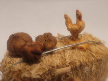 Load image into Gallery viewer, Haybale with Chicken and Cucumbers in Woven Basket
