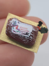 Load image into Gallery viewer, Dollhouse Miniature ~ &#39;Season&#39;s Greetings&#39; Yule Log
