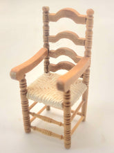 Load image into Gallery viewer, Dollhouse Miniature ~ 1:24 Scale, Wooden Chair w/ Woven Fabric Seat
