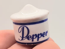 Load image into Gallery viewer, Dollhouse Miniature ~ Salt, Pepper, and Sugar Porcelain Jars - Does Not Open
