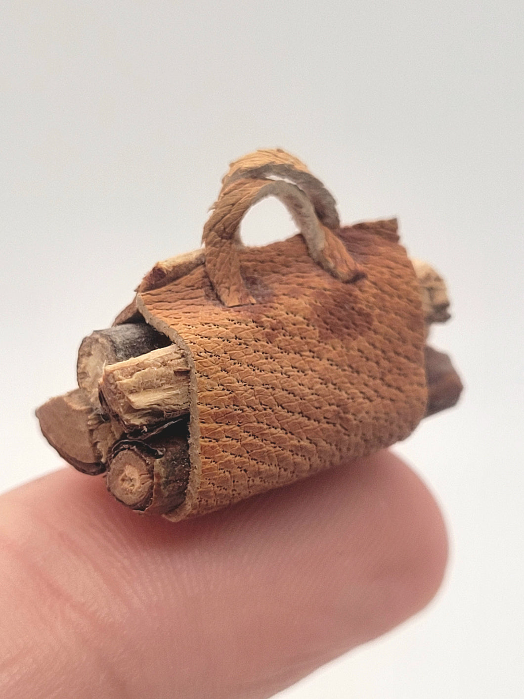 Dollhouse Miniature ~ 1:24 Scale, Wooden Logs in Leather Carrying Case