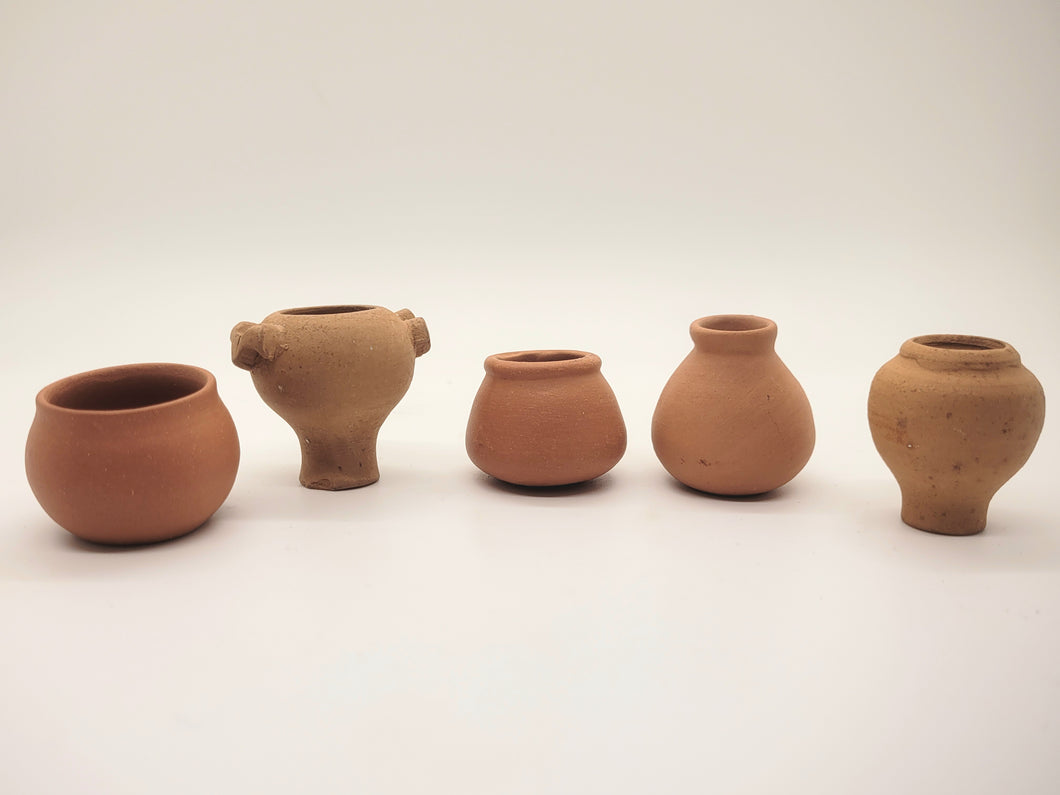 Dollhouse Miniature ~ 1:12 Scale, 5pc Terracotta Pot Set