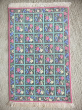 Load image into Gallery viewer, Dollhouse Miniature ~ Petit Point Florals in Squares with Floral Border Rug  - Ursula Sauerberg
