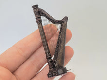 Load image into Gallery viewer, Dollhouse Miniature ~ Half Scale, Bespaq Mahogany Harp, Stool, and Sheet Music Stand
