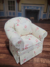 Load image into Gallery viewer, Off-White/Cream Floral Chair with Pillow
