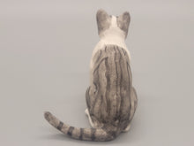 Load image into Gallery viewer, Grey Tabby with Striped Patches Sitting - Made of Resin
