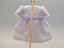 Load image into Gallery viewer, Purple and White Polka Dot Dress with Violet Bow – By Cheryl Warder
