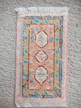 Load image into Gallery viewer, Dollhouse Miniature ~ Petit Point Pastel Pink and Blue Hieroglyphic-Style Rug - Ursula Sauerberg
