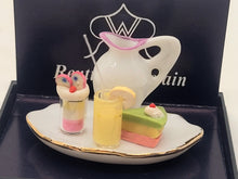 Load image into Gallery viewer, Dollhouse Miniature ~ Reutter Porcelain 5pc Drink &amp; Cake Set
