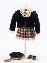 Load image into Gallery viewer, Scottish Kilt Outfit with Black Jacket &amp; Cap for Young Girl
