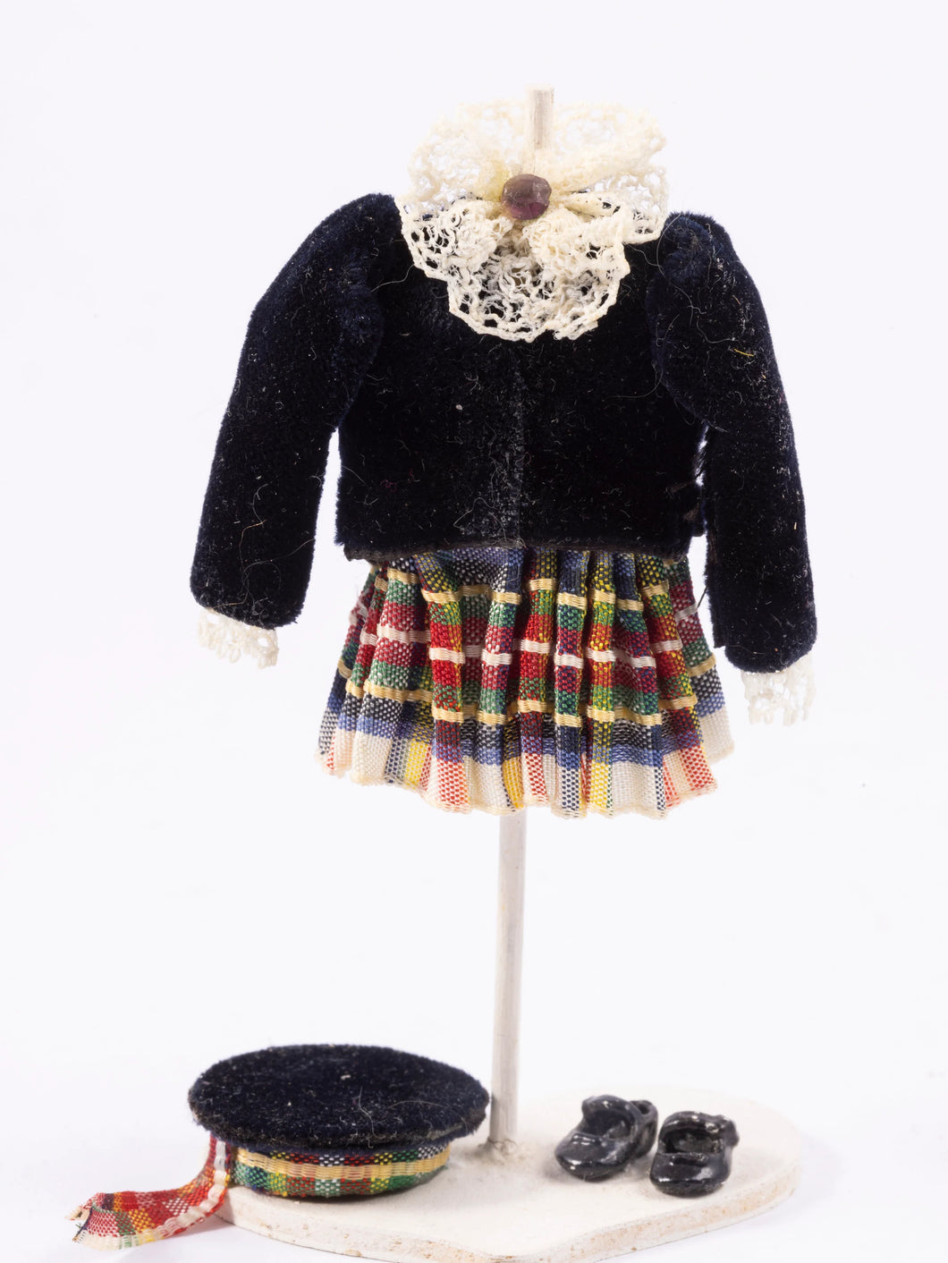 Scottish Kilt Outfit with Black Jacket & Cap for Young Girl