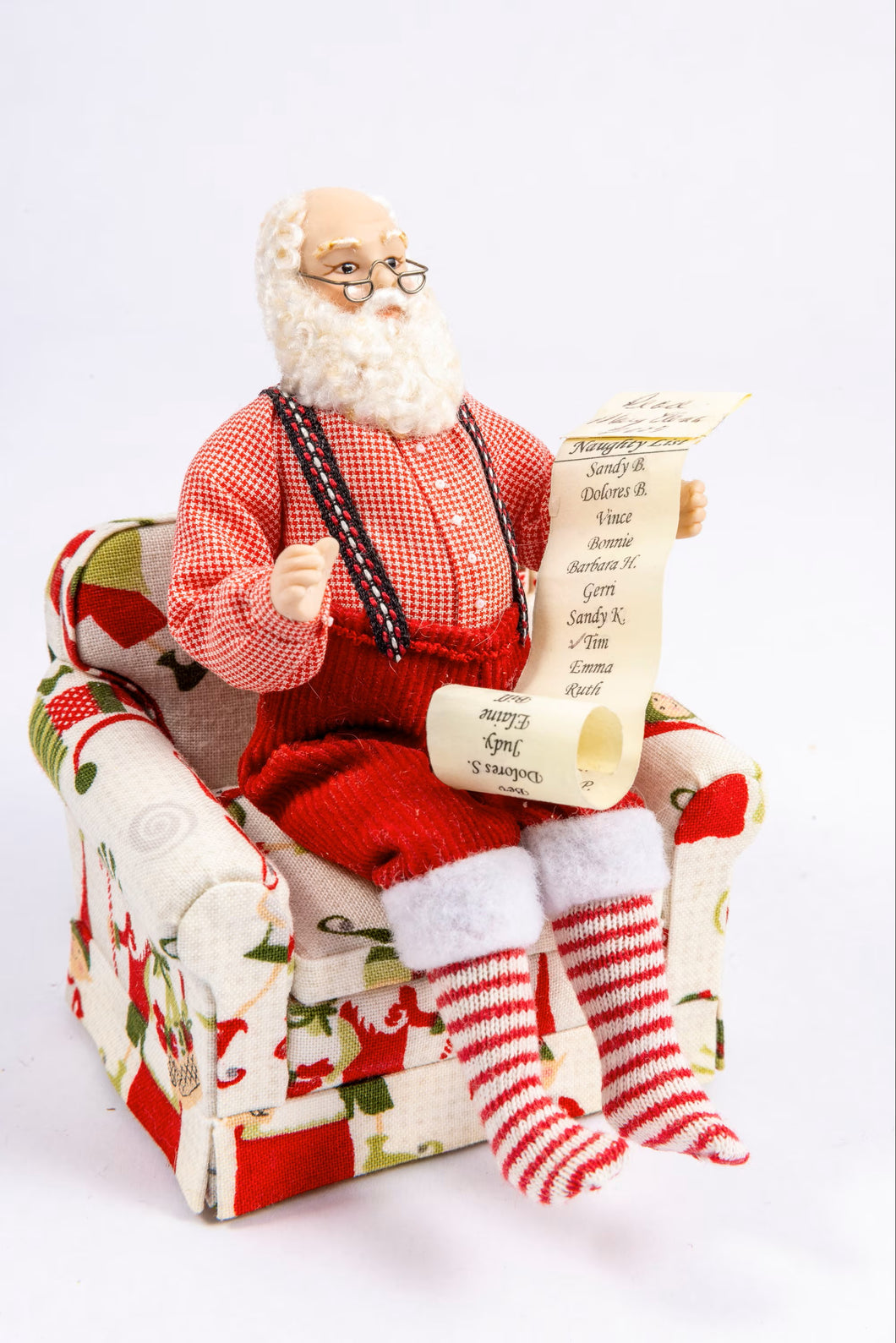 Christmas Porcelain Santa Claus Doll with List