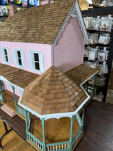 Load image into Gallery viewer, Dollhouse Miniature -  Vintage Handmade Pink Simplicity House With Wrap Around Porch Outside Finished Inside Wired 1:12 Scale Dollhouse
