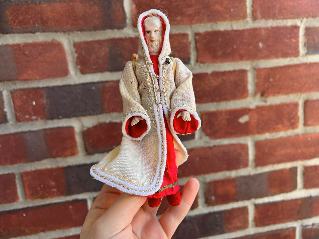 Father Christmas / Saint Nicolas Porcelain Doll with White Cloak and Red Robe