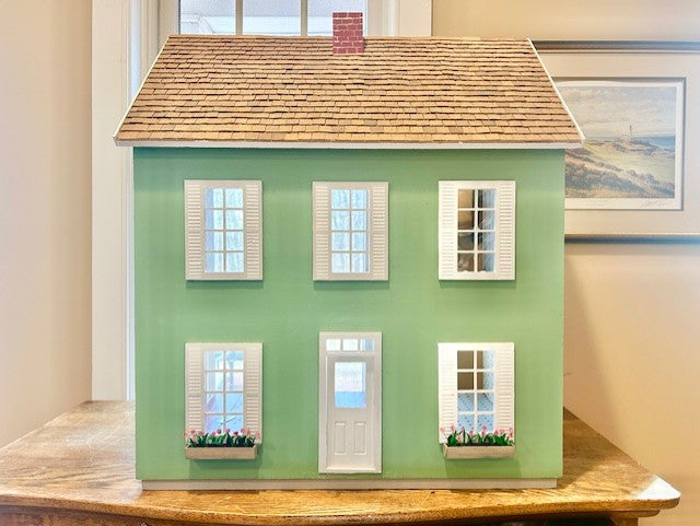 Dollhouse Miniature ~ Green Painted Simplicity Dollhouse ~ 6 Rooms