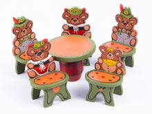 Load image into Gallery viewer, Painted Teddy Bears Table &amp; Chair Set by Zelina with Cradle
