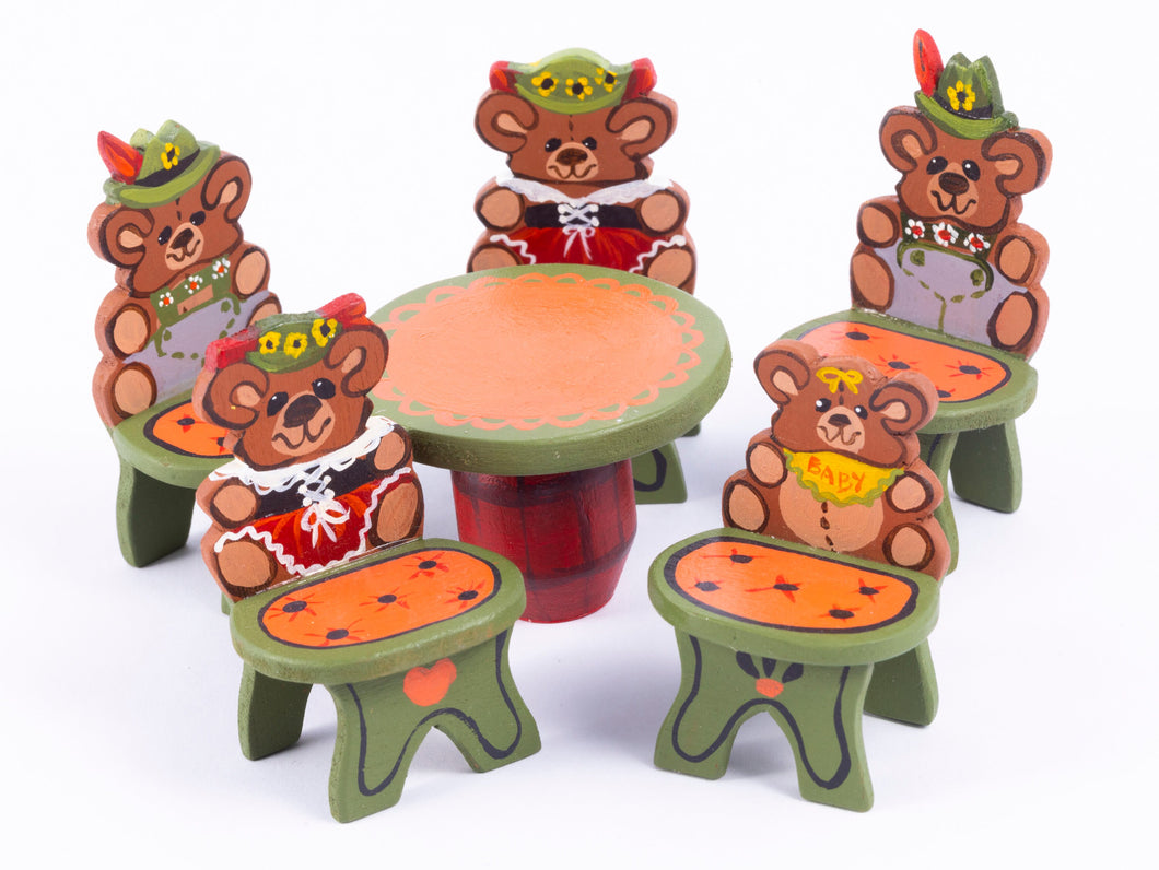 Painted Teddy Bears Table & Chair Set by Zelina with Cradle