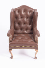 Load image into Gallery viewer, Wing Back Chair Leather with Nail Heads by Gail Steffey, 1982
