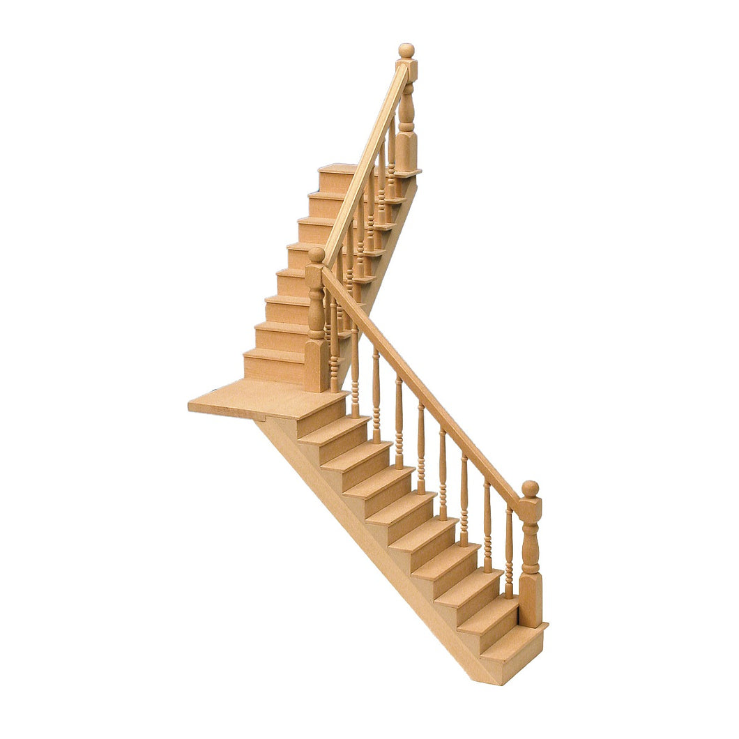 Angled staircase, landing, kit, room height 10
