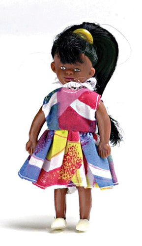 African American Girl Doll In Colorful Outfit (00024)