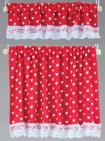 Cottage Curtains, Nursery Hearts, Red By Barbara O'Brien (BB50416)