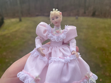 Load image into Gallery viewer, Victorian Blonde Mother &amp; Baby Dolls Pink and White Dress
