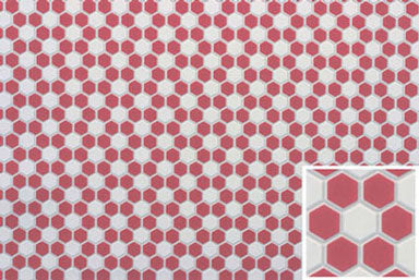 Tile Floor: 3/8 Hexagons, 11 X 15 1/2, Red/White (FF60691)