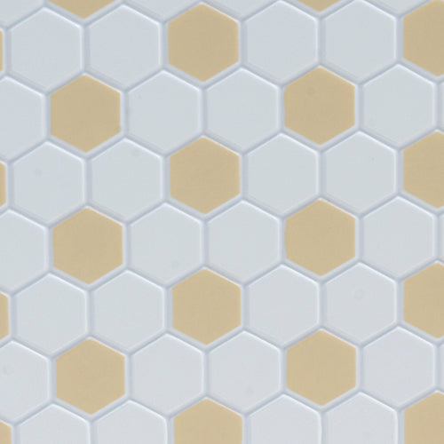 Tile Floor: 3/8 Hexagons, 11 X 15 1/2, White/Beige (FF60692)