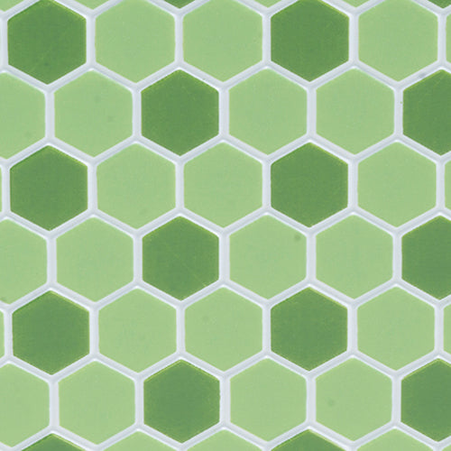 Tile Floor: 3/8 Hexagons, 11 X 15 1/2, Light Green/Dark Green (FF60694)