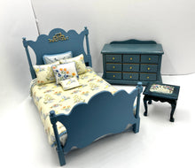 Load image into Gallery viewer, Blue Decorated Bed with Dresser &amp; Nightstand
