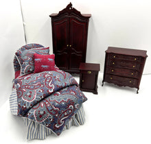 Load image into Gallery viewer, 4 Piece Mahogany Bedroom Set with Paisley Bedding by Lorraine Scuderi
