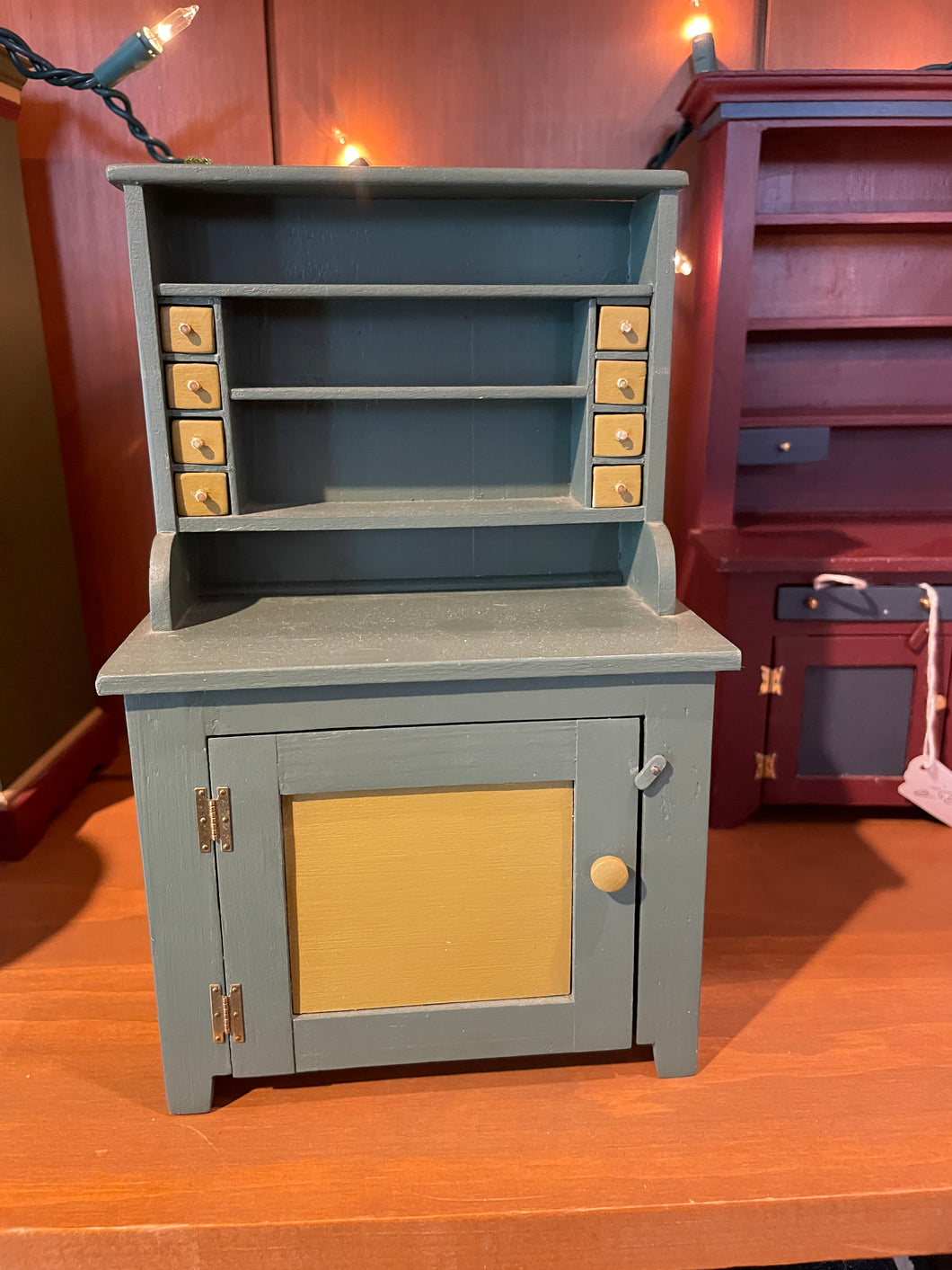 Hitty Doll Scale 8 Drawer Green Kitchen Cabinet By Roy Bubbenmoyer