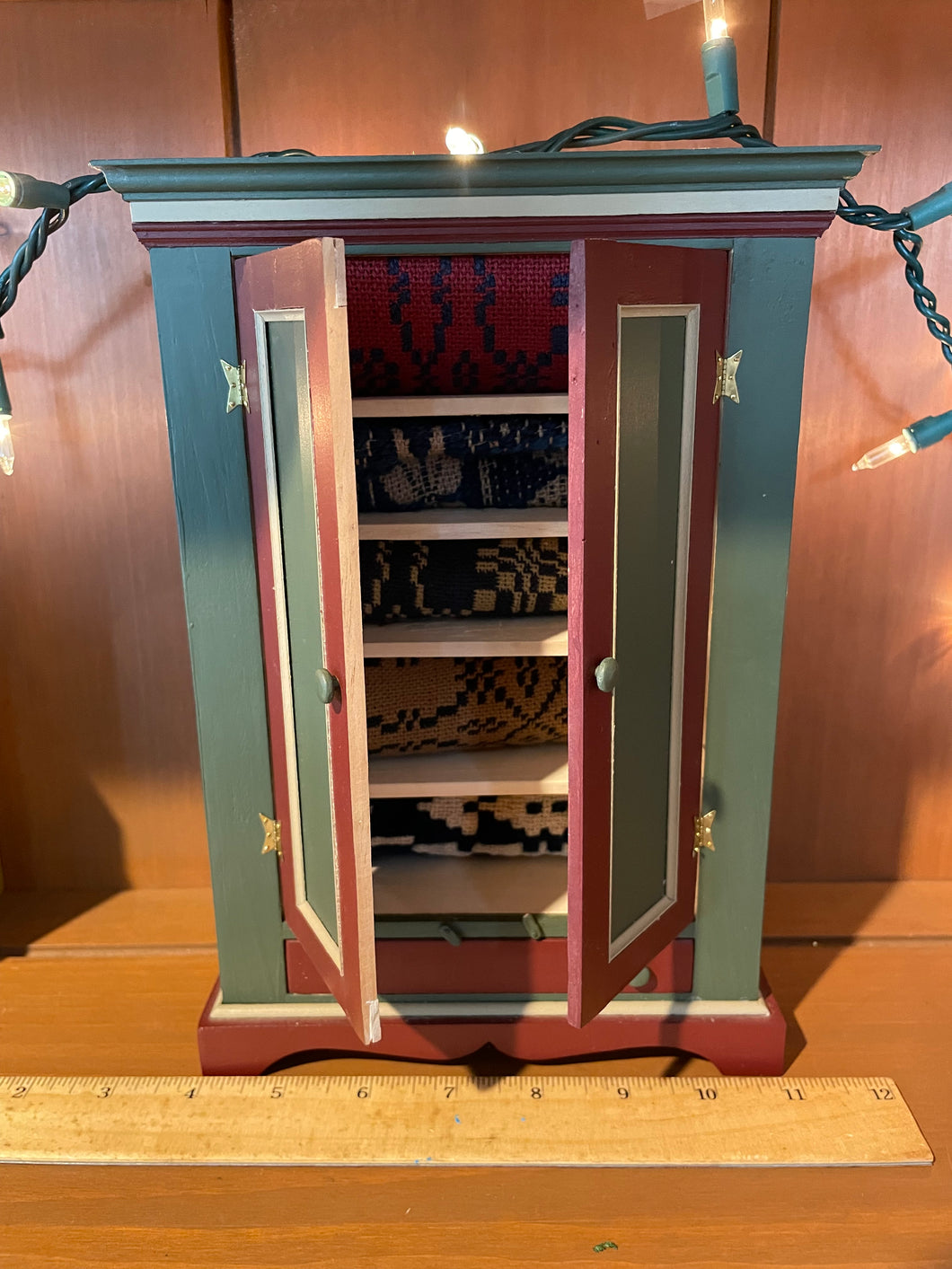 Hitty Scale Cabinet / Wardrobe with Blankets & 6 Shelves By Roy Bubbenmoyer